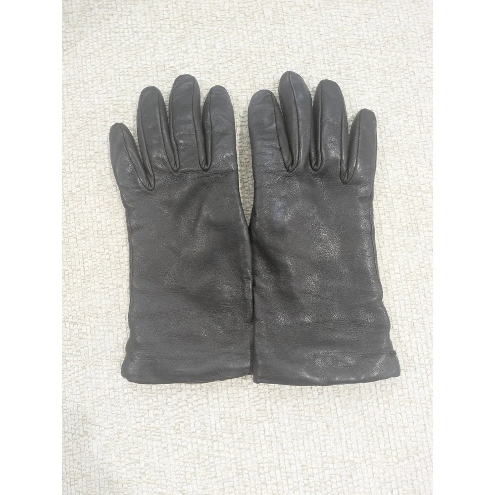 Talbots Womens Dark Brown Italian Leather Cashmere Lined Gloves Size‎ 6.5 Italy